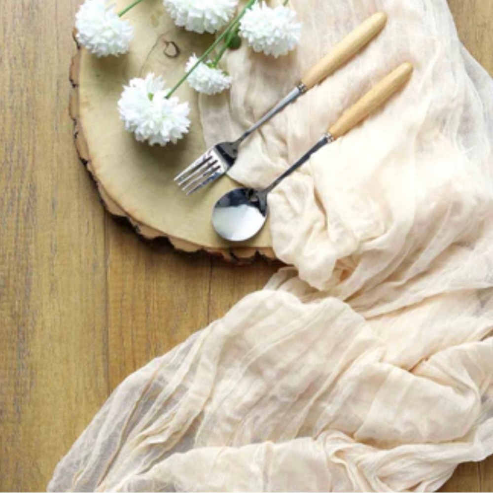 10ft Gauze Cheesecloth Boho Table Runner - Cream